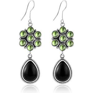 Osidian Flower Opal Tear Statement Vintage Long Summer Earring for Women Jewelry